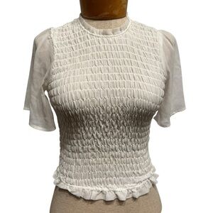 Abercrombie & Fitch White Smocked Blouse